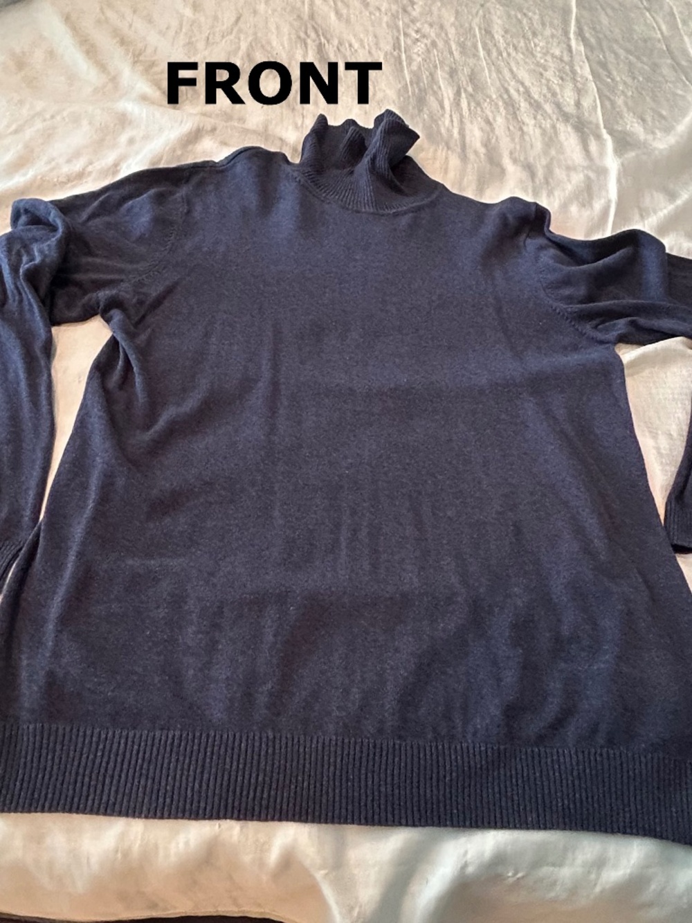 SWEATER, TURTLENECK, PURE WOOL, NAVY, SIZE 2X, MADE IN GERMANY, MED. WEIGHT WOOL